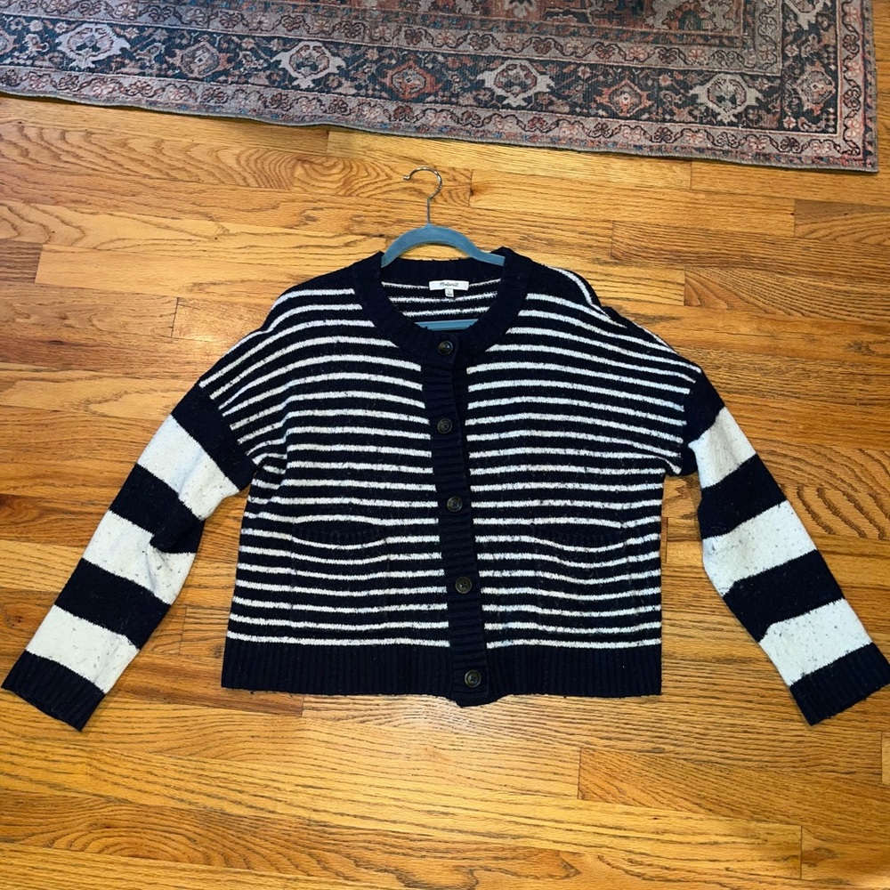 Madewell Striped Navy blue and White Women's Sweater